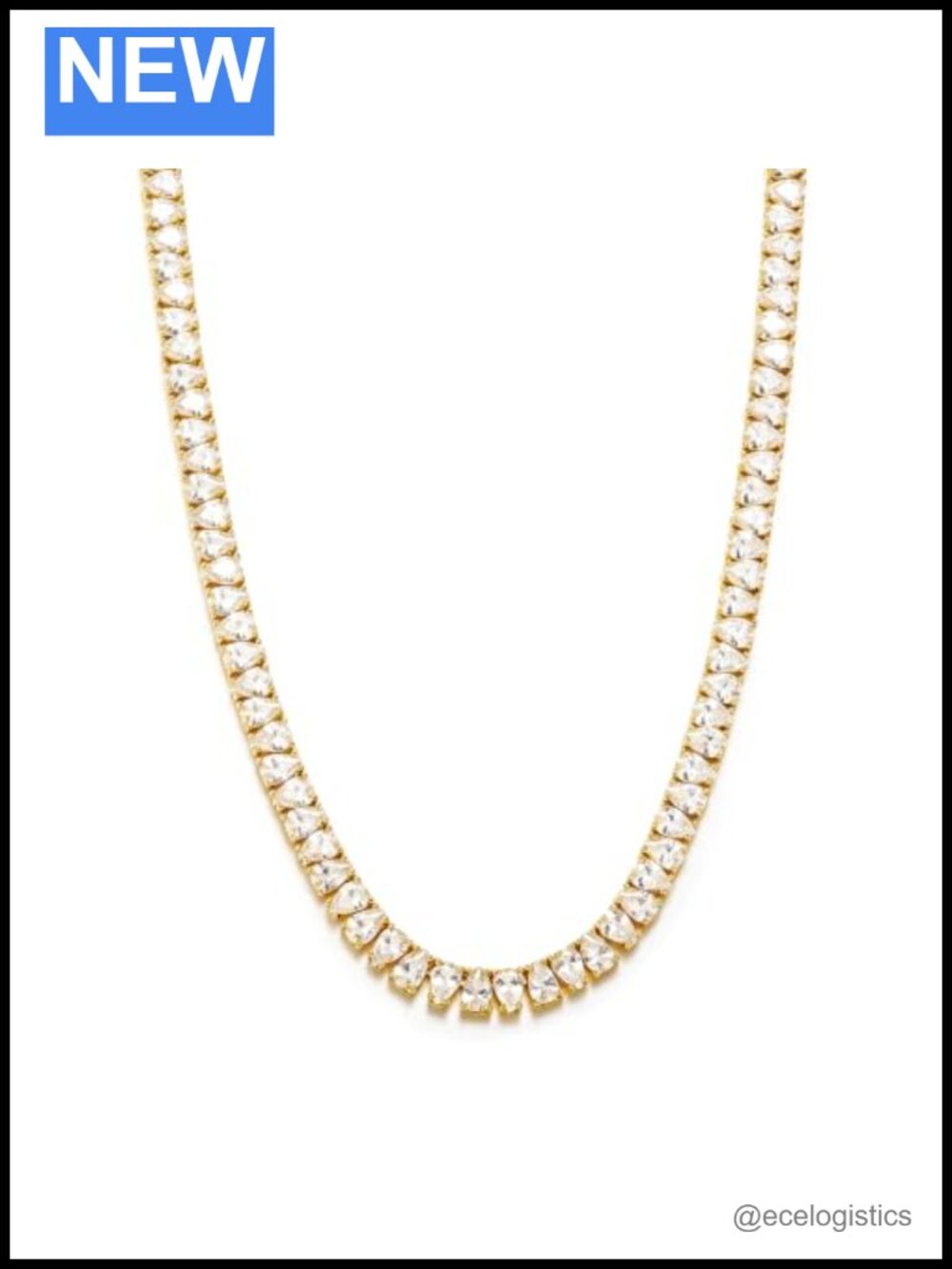 Pear Shape Tennis Necklace 18K Gold Plated Cubic Zirconia Dainty Chain